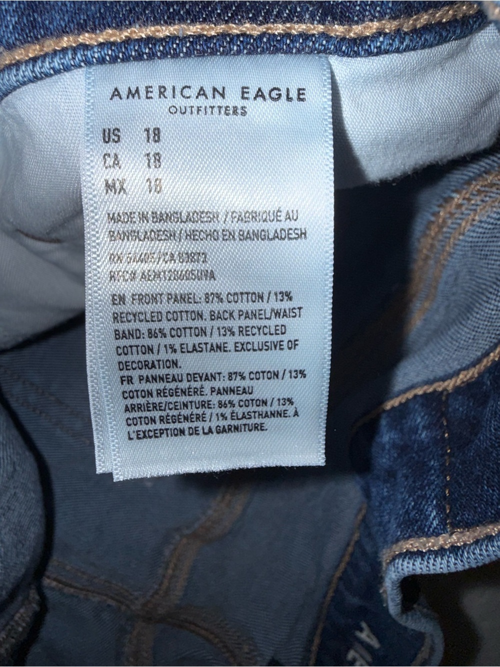 American Eagle Outfitters Dark Blue Denim Cutoff High-Rise Shorts Size 18 - Picture 4 of 9